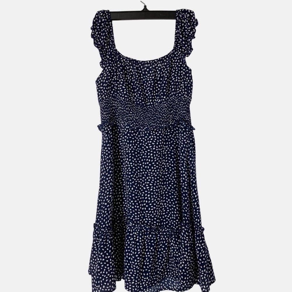 Women’s Skater Fit & Flare Smock Frill Navy Dress